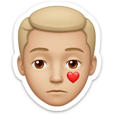 Face that has a heart but looks a bit sad whitout tears A man but not old sticker