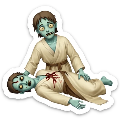 fullbody zombie leper laying on the ground, wearing simple robes and cloths from Jesus times sticker