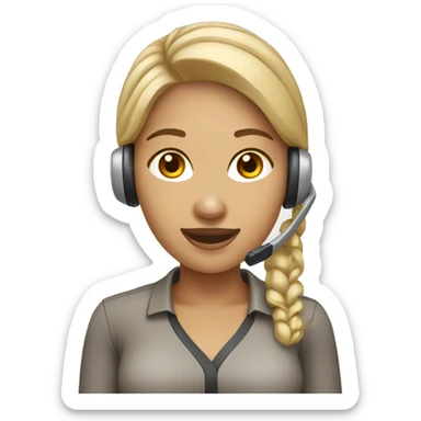 create woman call center with light skin color sticker