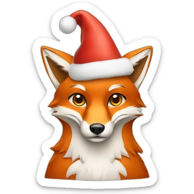 fox with christmas hat sticker