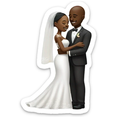 African Bride and Groom. Hugging each other. Eyes closed. sticker