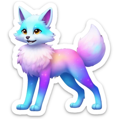 Colorful gradient-Sparkle-fox-cat-nebula-fursona anthropomorphic furry full body sticker