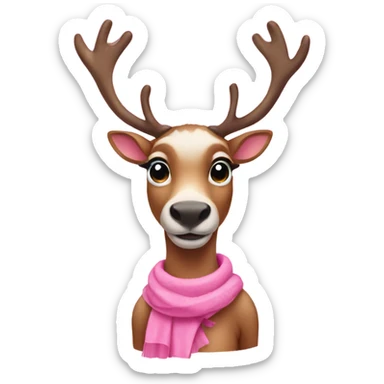 Reindeer in pink clothes sticker