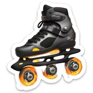 a rollerblade inline skate leaving fire traces, just the object itself sticker