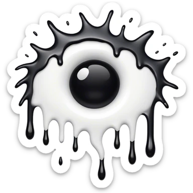 a black hole dripping white paint  sticker