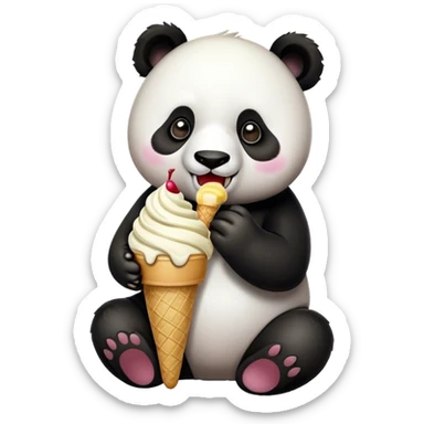 Panda eating ice cream sticker