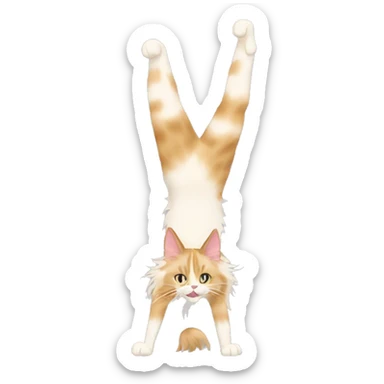 cream maine coon doing a handstand  sticker