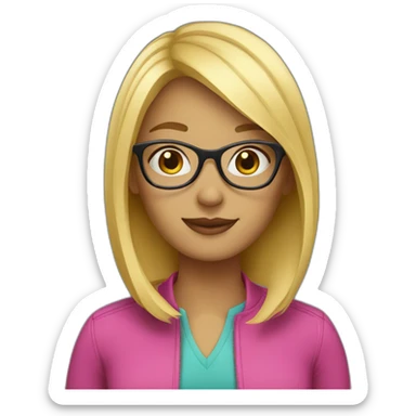 blonde--bobcut-with-glasses sticker
