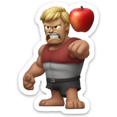 Very Muscular angry red apple sticker