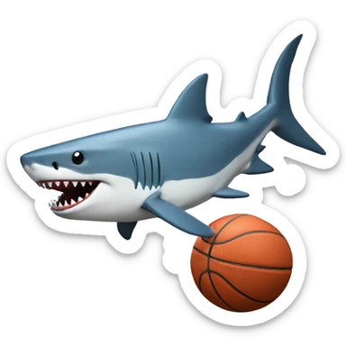 Shark playing basketball sticker