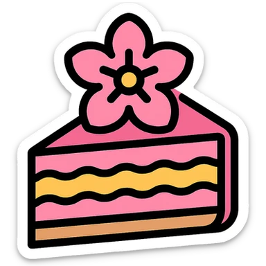 sakura cake, color outline icon style sticker