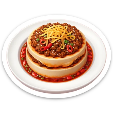 spicy fried minced meat dish object icon, minced meat cooked with chili flakes, red spicy oil, crispy texture, 3D cartoon, mobile game icon style, clean background, no text, no watermark
  sticker