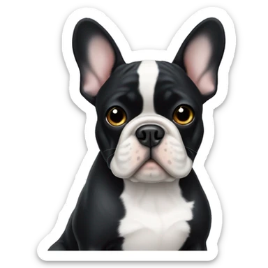 Black French bulldog with white breast sticker