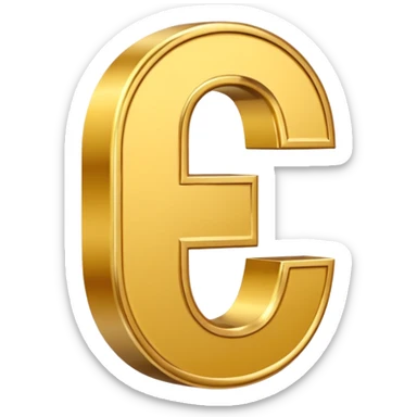 Symbole de currency en or en forme de lettre F précise, seul, 3D, brillant, style emoji simple et lisible sur fond uni. pas une autre lettre sticker