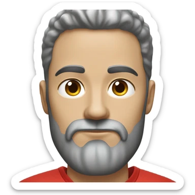 Visibly bored handsome white guy with a salt and pepper beard and brown longer hair wearing a red Nike hoodie   sticker