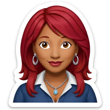 Traci Braxton with dark red hair sticker