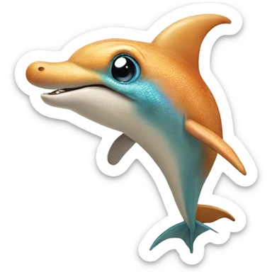Half lizard half dolphin walking on the beach sticker