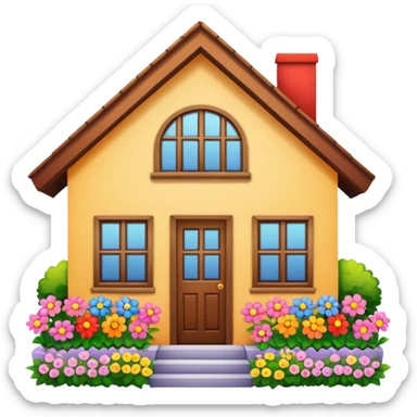 a house with pretty flowers outside sticker