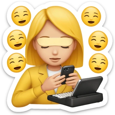 Yellow emoji circle face with phone keypad typing busy signal sticker