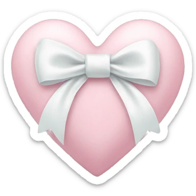 Pastel pink heart with white bow sticker