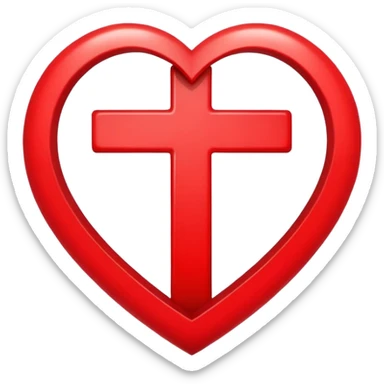 A cross on a heart  sticker