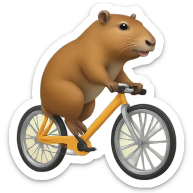 Capybara riding a bike sticker