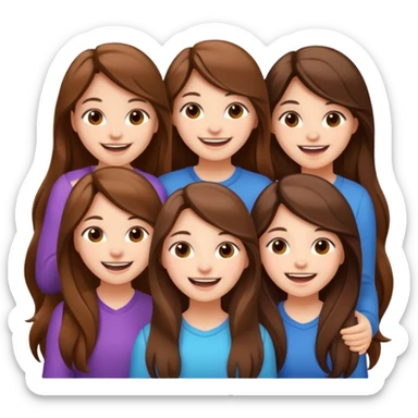 group of cute teenage girls with long hair sticker