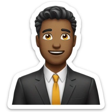 confident guy flashing feeling pain without crying in formal dress sticker