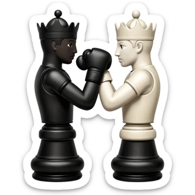 Chess pieces boxing, holding guard and jabbing sticker