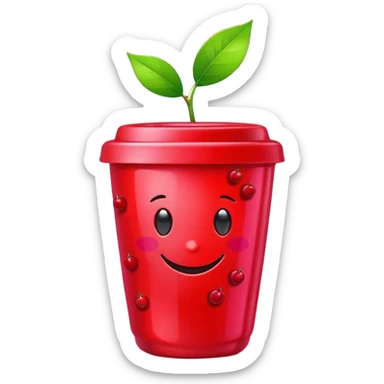 Cherry red on aColorful fruits with glowing antioxidant particles, cell protection, bright clean colors, simple emoji style cup sticker