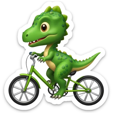 Baby dinosaur riding a bike  sticker