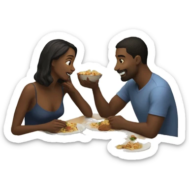 lovers eating dinner together  sticker