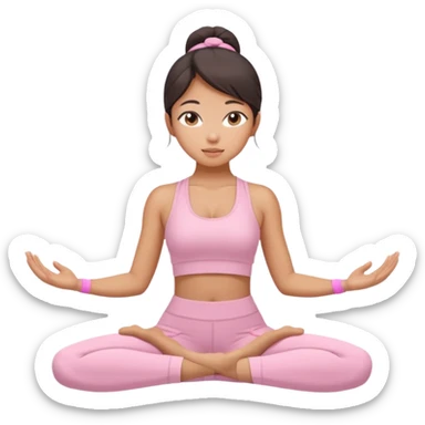 asian yoga girl light pink clothes  sticker