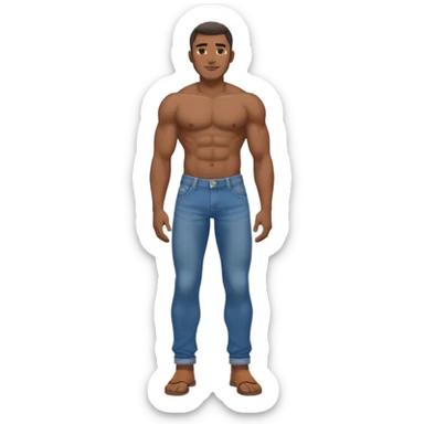 naked african man showing off his lower-body features. detailed shading. smug face. half turned so that the butt can be seen. handsome features sticker