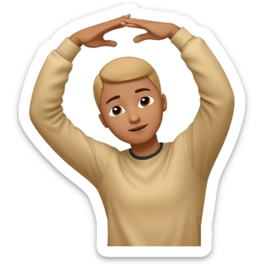 A person doing the dab dance pose: one arm bent and angled upward across the face, the other arm extended straight out in the opposite direction, head tucked into the bent elbow, standing confidently sticker