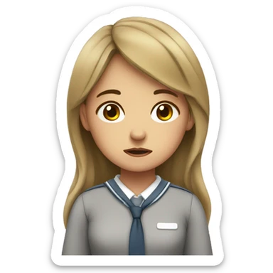 girl in school uniform sad and tired sticker