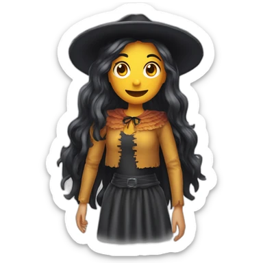 Chica guapa  pelo largo y suelto vestida de bruja de Halloween sticker