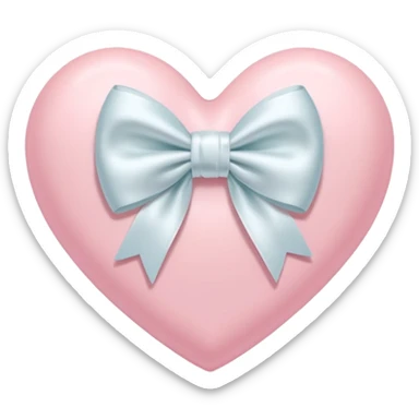 Pastel pink heart with white bow sticker