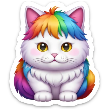 Fat cat with rainbow hair sticker