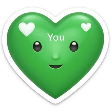 a green heart that says "i love you" on the ffront sticker