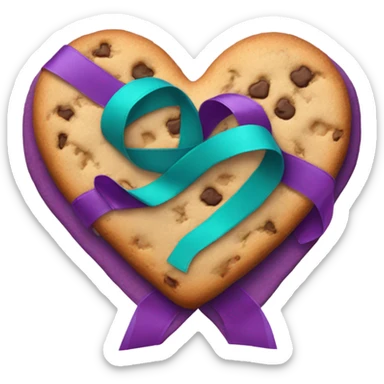 Cookie heart with teal purple support ribbon sticker
