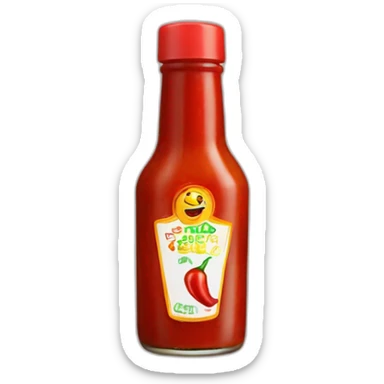 Bottle of hot sauce with only a picture of a red chili on the front no text sticker