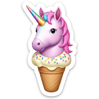 An ice cream with a pink unicorn  sticker