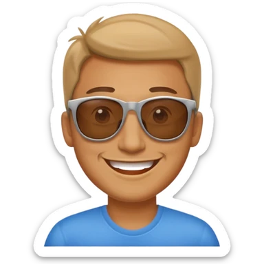 happy man with sunglasses smiling broadly sticker