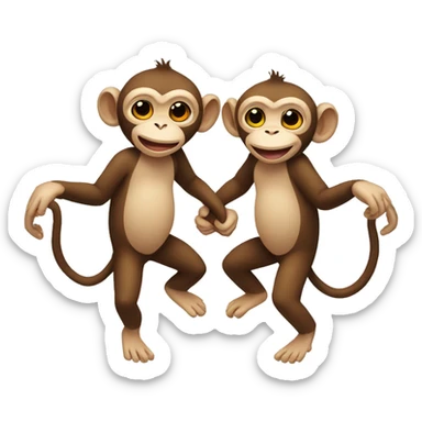 Monkeys holding hands and spinning in a circle  sticker