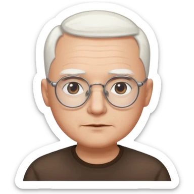 chauve cheveux blanc visage rond lunette gros sourcils sticker