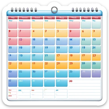 Wall calendar with a month view showing events and appointments sticker