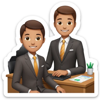 i need an image of a man named clyde who provides basic credit reports. his girlfriend bonny is abind market analyst sticker