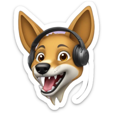 jackal laughg in headphones sticker