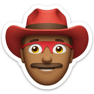 cowboy with red cowboy hat, wearing a red ski mask sticker
